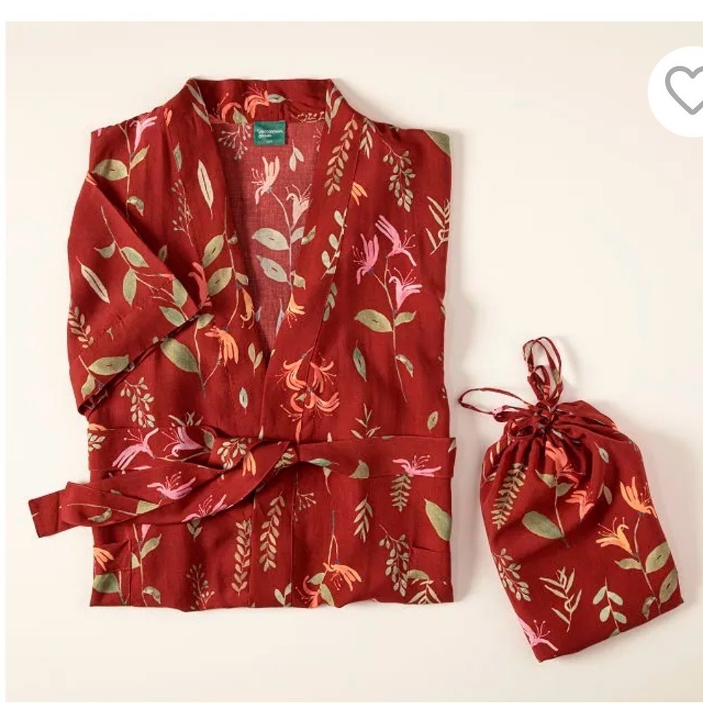 NWT Uncommon Goods Birth Month Floral Robe June with Matching Belt & Bag in L/XL